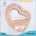 Top sale engagement and wedding stainless steel heart floating locket ring jewelry